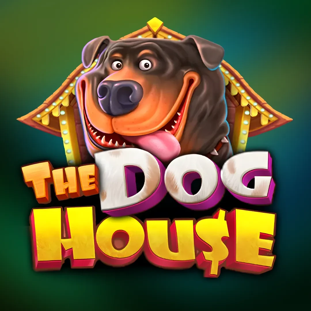 Interface principale du slot The Dog House avec la grille 5x3 et les symboles canins premium